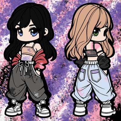 girl in crop top and baggy pants