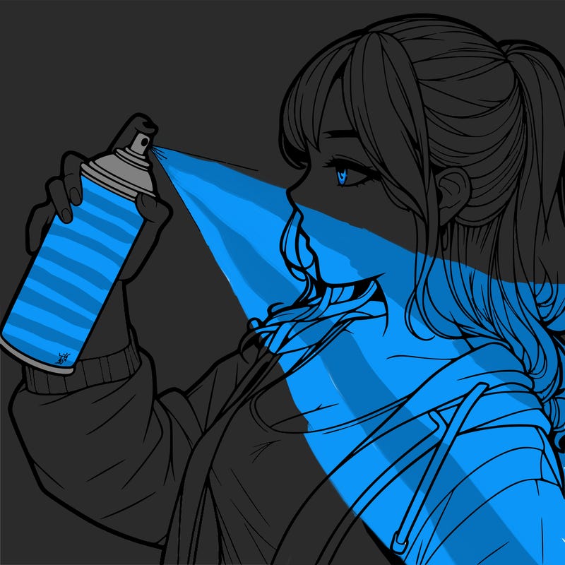 a realistic girl spray, painting