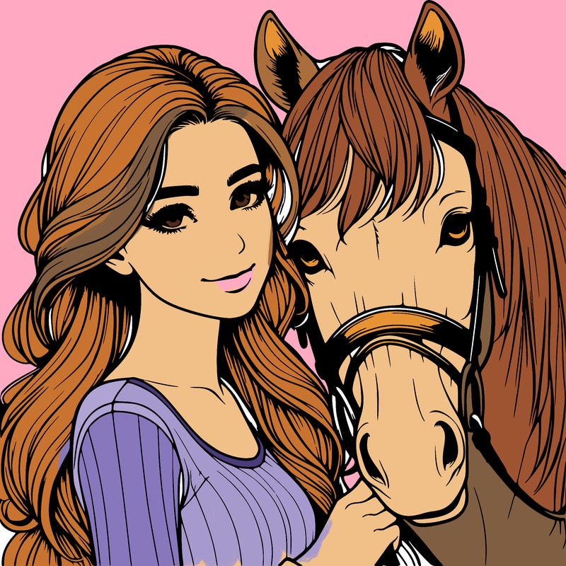realistic girl with horse