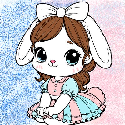 cute easter bunny girl realistic