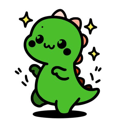 a kawaii dinosaur dancing