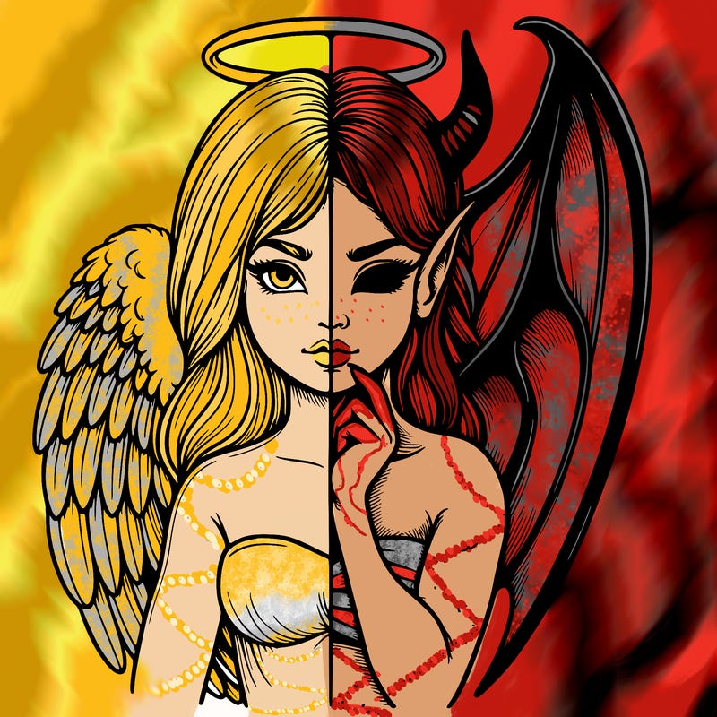 realistic angel half demon