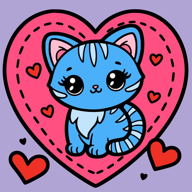 heart with a kitten