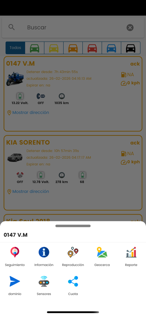 ABLY GPS - Interface of ABLY GPS app displaying vehicle tracking list and monitoring features