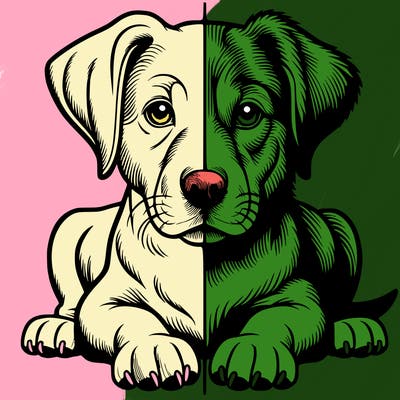 realistic dog split picture