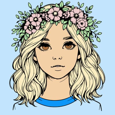 realistic girl with flower crown