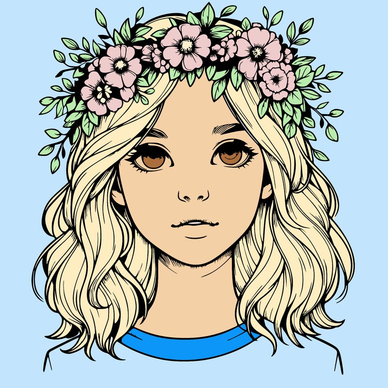 realistic girl with flower crown