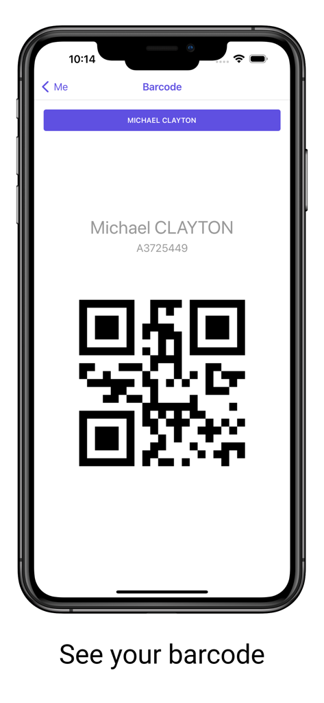 5K parkrunner results - Digital barcode for parkrun check-in displayed on the 5K parkrunner results mobile app