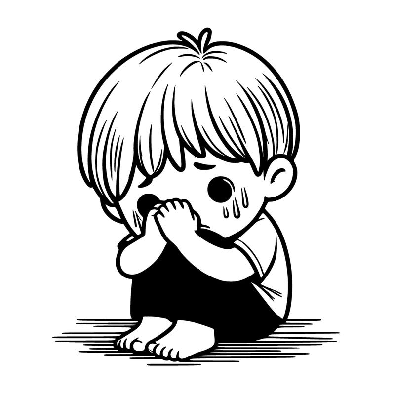 realistic child hiding from trauma