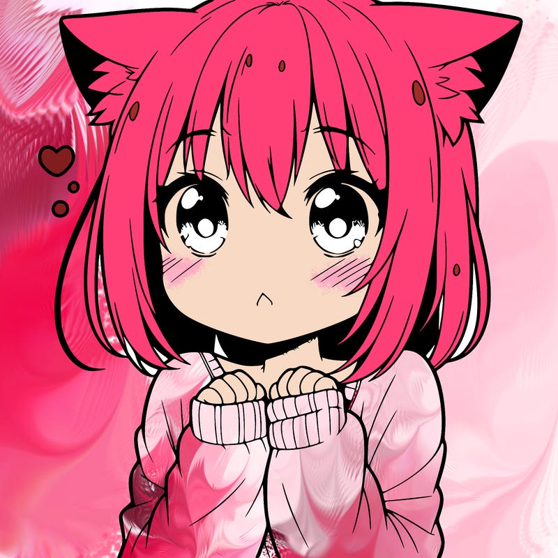 shy anime catgirl