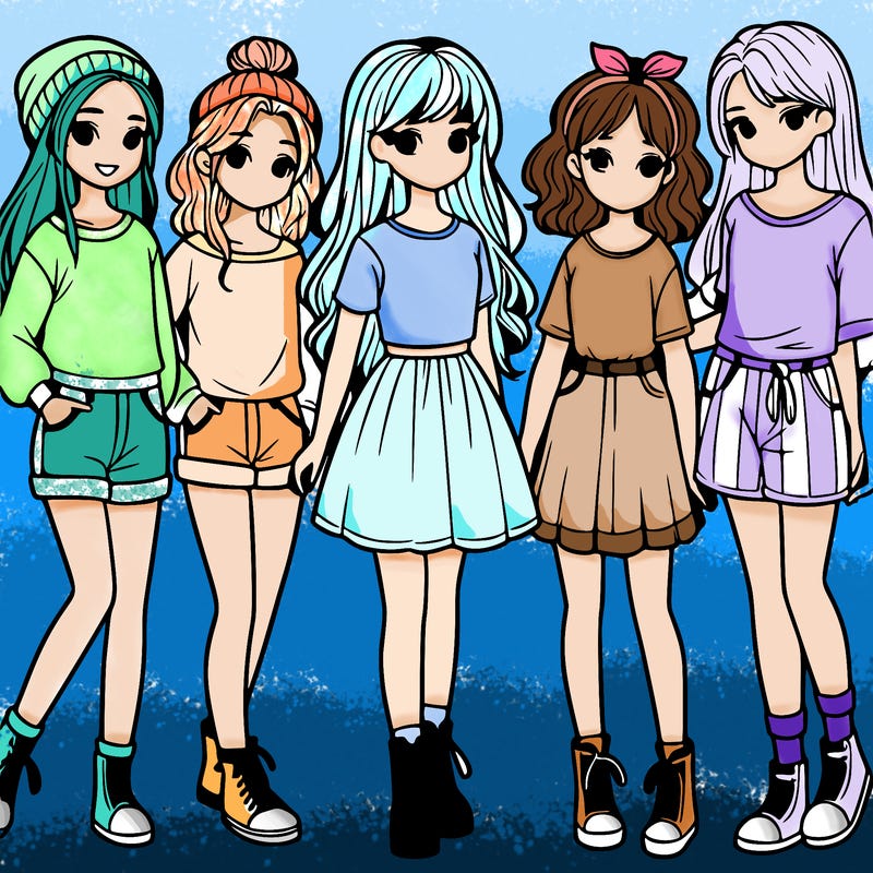 a group of five girls