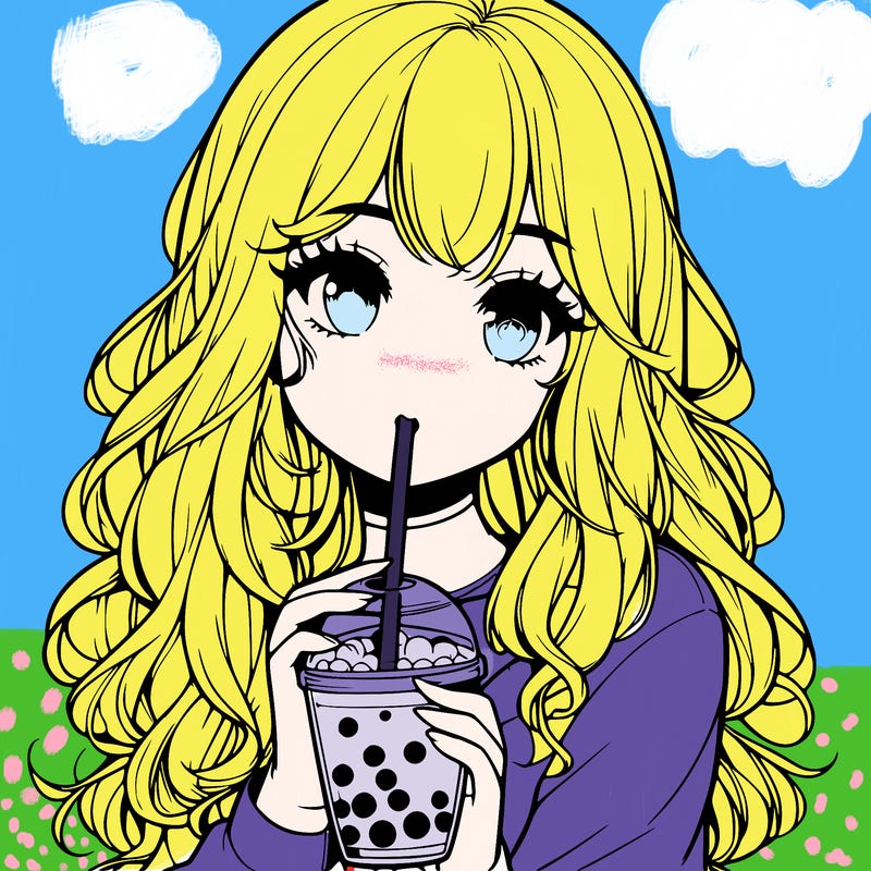 realistic girl drink a boba