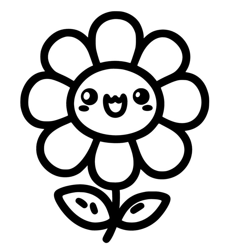 kawaii drawing of a happy flower