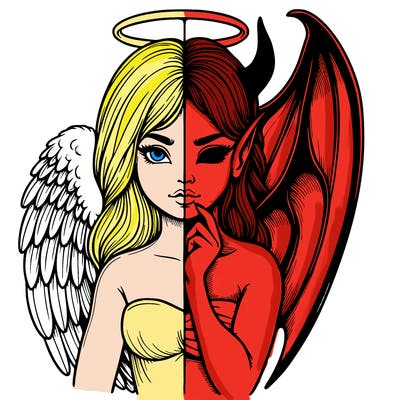 realistic angel half demon