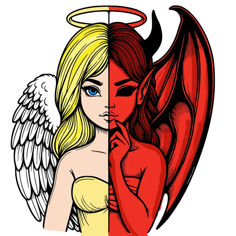 realistic angel half demon