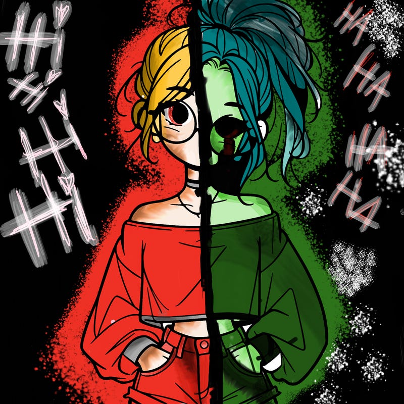 girl with a messy ponytail glasses a baggy crop top and jean shorts