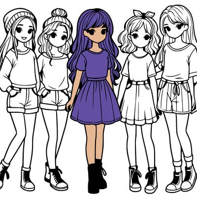 a group of five girls