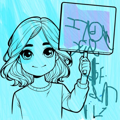 realistic girl holding up a sign