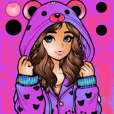 realistic girl in a animal pjs hoodie