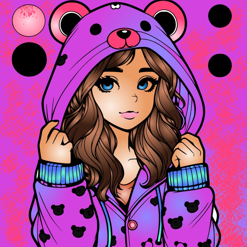 realistic girl in a animal pjs hoodie