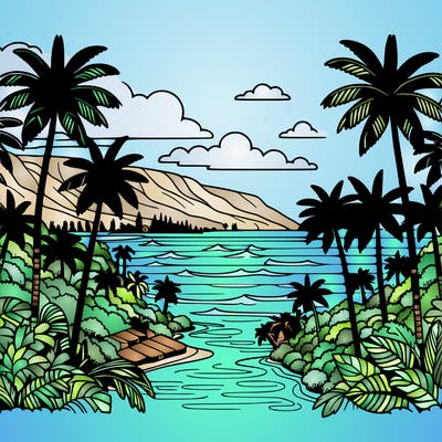 view of the ocean in hawaii lots of palm trees and beautiful view