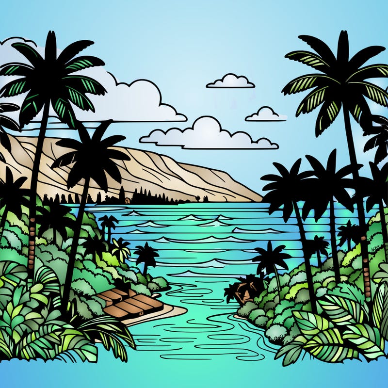 view of the ocean in hawaii lots of palm trees and beautiful view