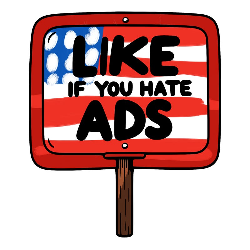 a sign that says like if you hate ads