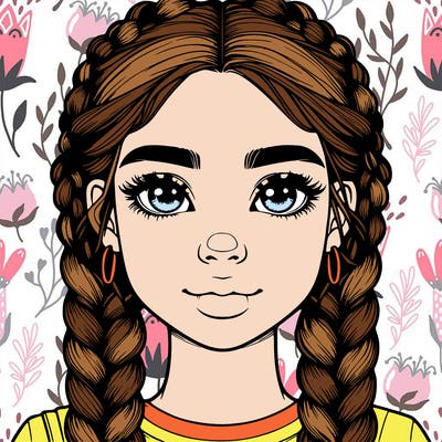 realistic girl with braids