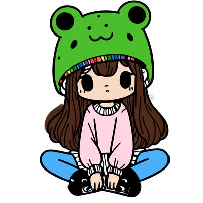 a girl wearing a frog hat and some frog socks