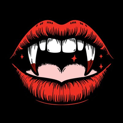 lips with vampire teeth