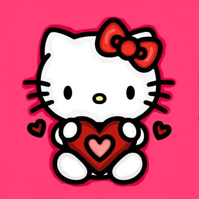 cute hello kitty with heart