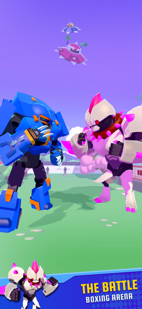 Monster Brawl: Planet Defender - Two giant mecha robots facing off in a battle boxing arena