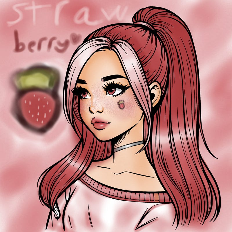 realistic girl with a high ponytail