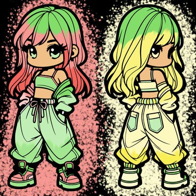 girl in crop top and baggy pants