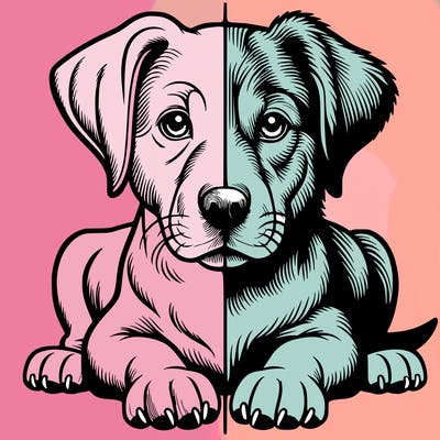 realistic dog split picture