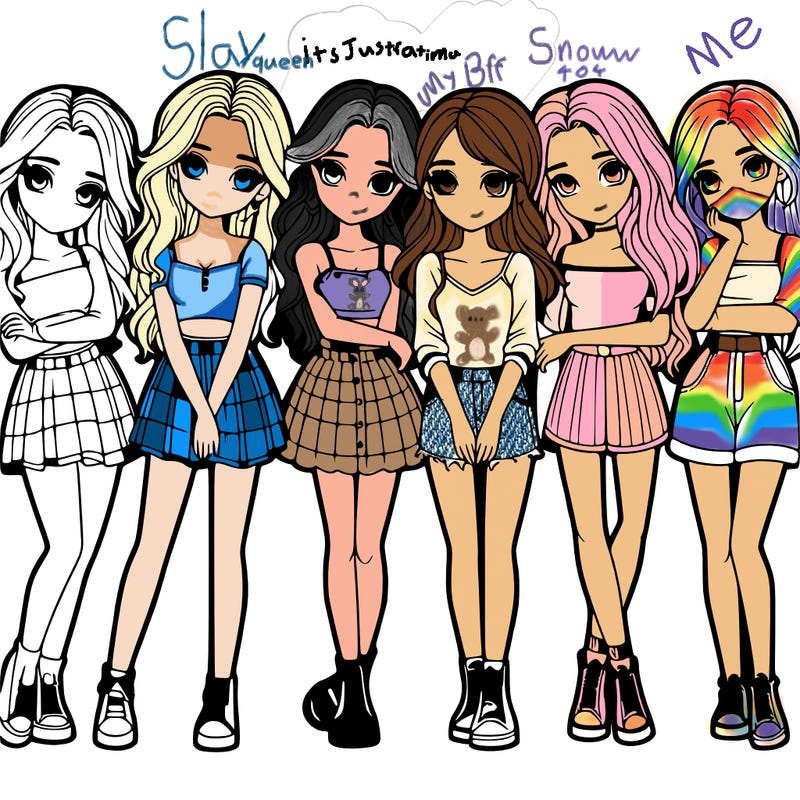 a group of girls realistic