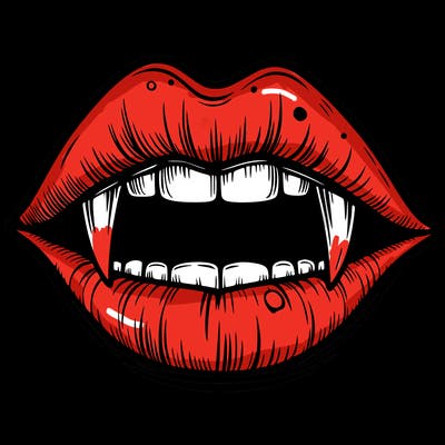 lips with vampire teeth