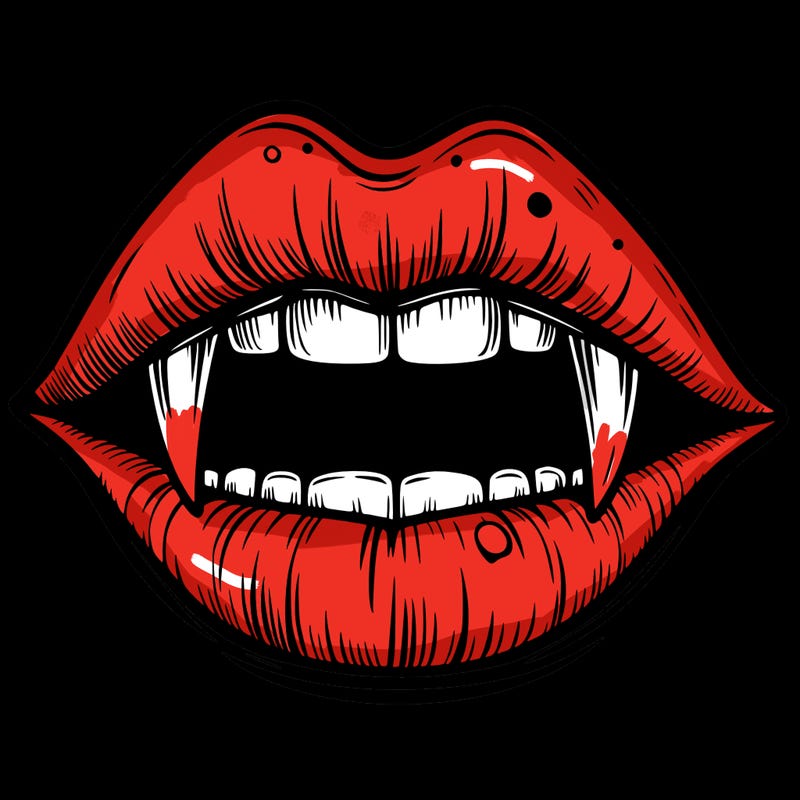 lips with vampire teeth