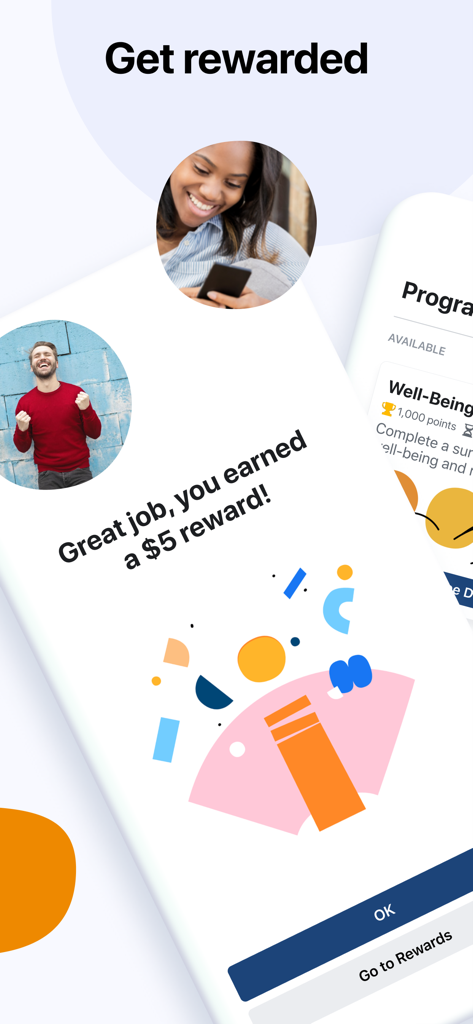 Meta Viewpoints mobile app screen showing a five dollar reward notification with happy people