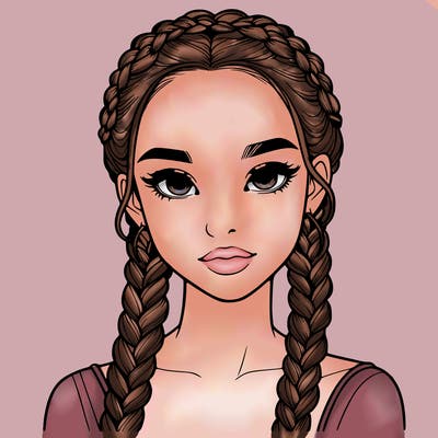 realistic girl with braids