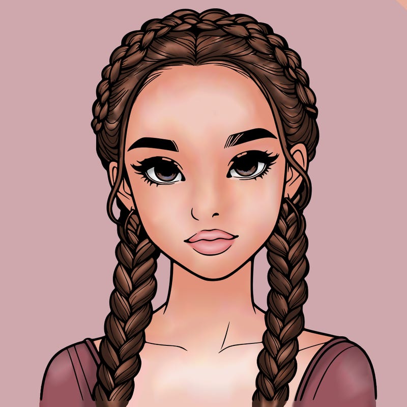 realistic girl with braids