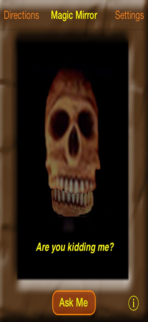 My Magic Mirror - Una calavera espeluznante en un espejo mágico con una respuesta descarada