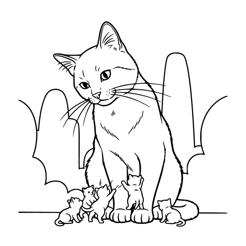 giant cat and kittens.