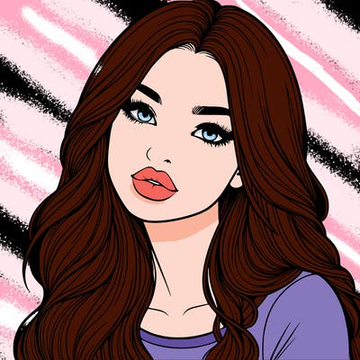 realistic girl with hair on her hair and lips