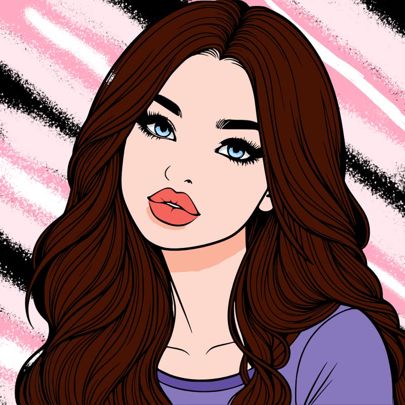 realistic girl with hair on her hair and lips