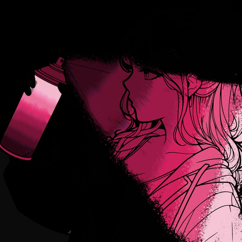 a realistic girl spray, painting