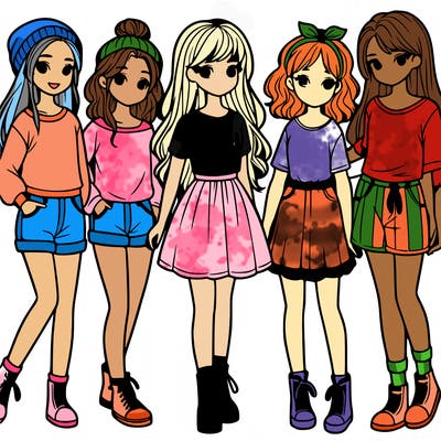 a group of five girls