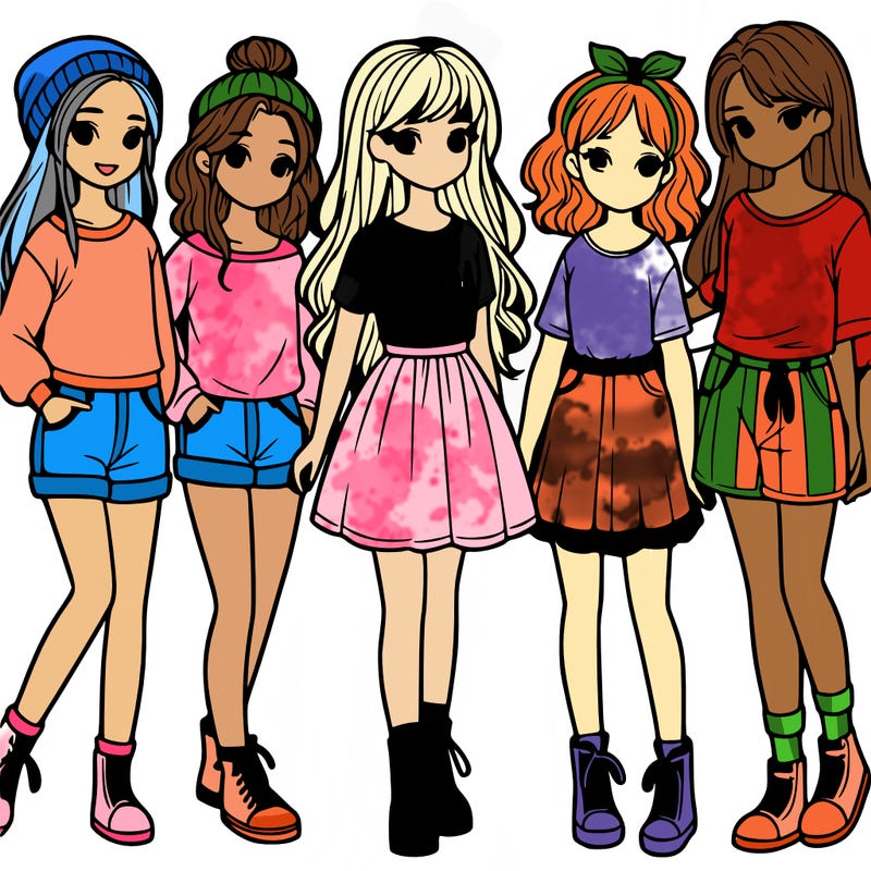 a group of five girls