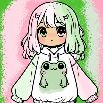 girl wearing frogging sweatshirt