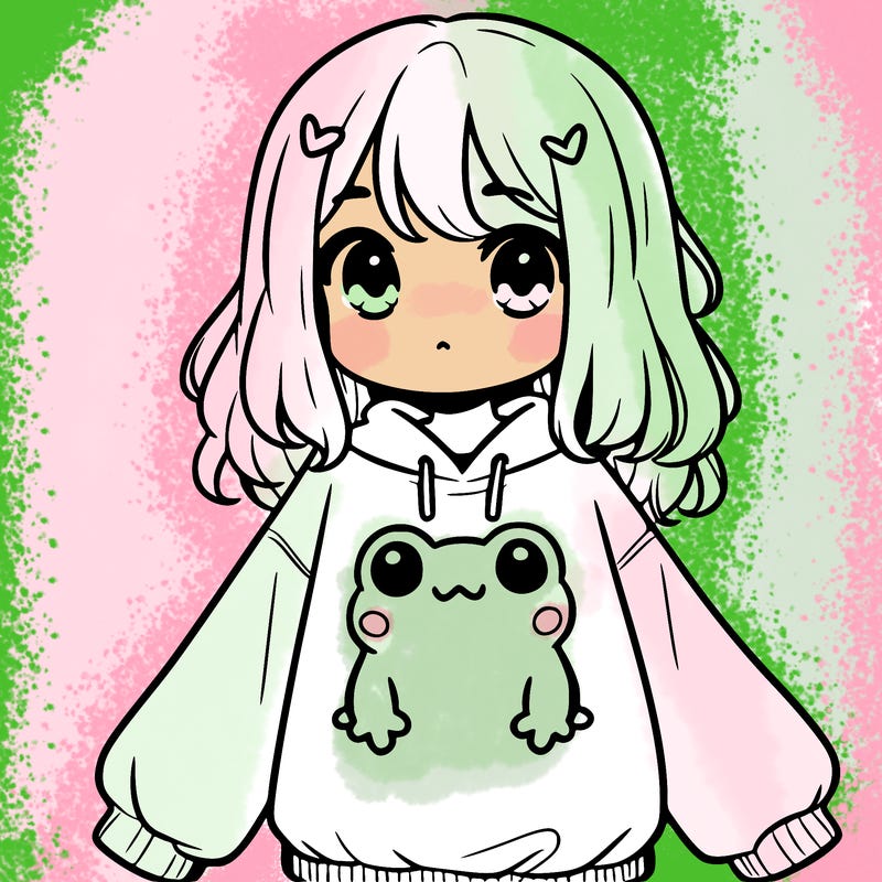girl wearing frogging sweatshirt